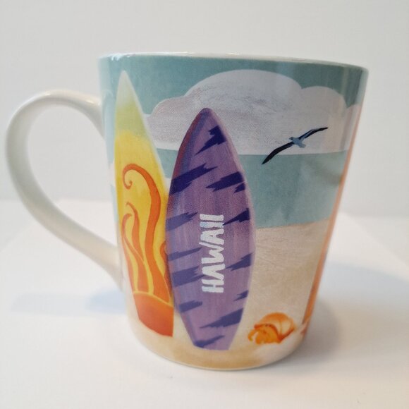 Starbucks 2010 Hawaii bone china surfboard beach shark fish 11 oz. mug - Picture 7 of 10